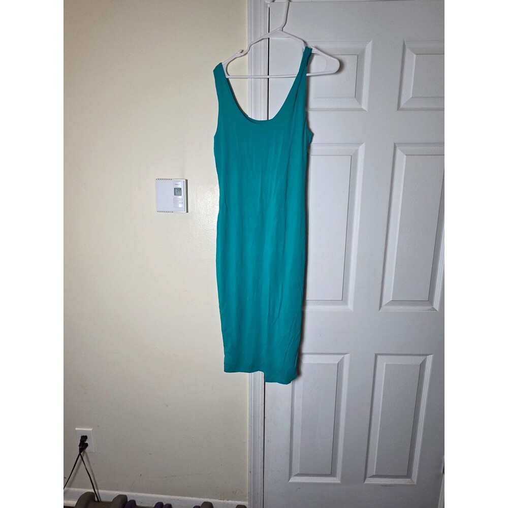 Women’s Sleeveless Bodycon Midi Dress Blue Fitted Stretchy Casual Dress Medium